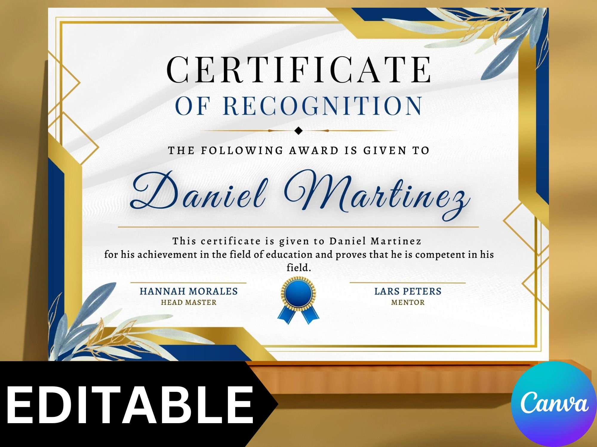 Editable Certificate Of Recognition