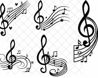 Arquivo de corte digital Music Notes Swirl SVG\ para Cricut Silhouette\ Máquinas de corte