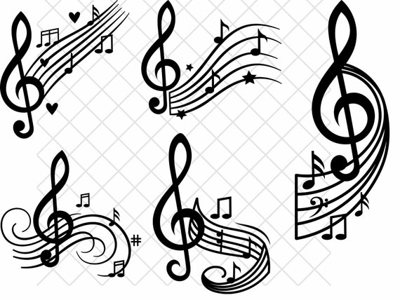 Music Notes Swirl Digital Cut File SVG for Cricut Silhouette