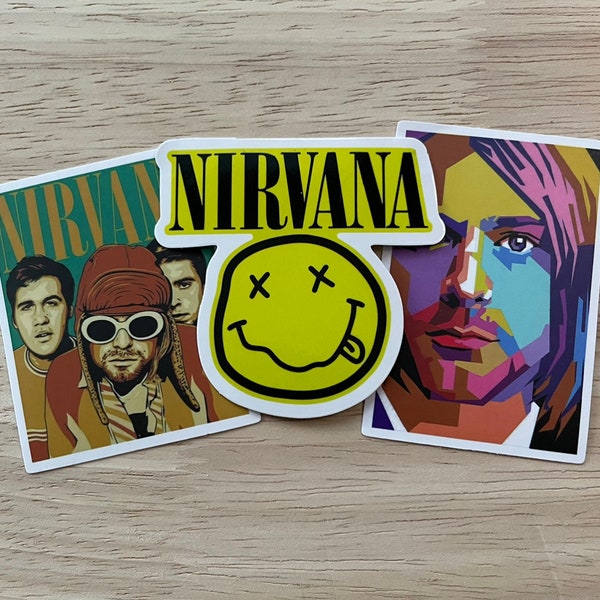 Set of 3 Nirvana stickers - approximately 2.5" each