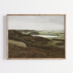 Vintage Autumn Landscape Print Rustic Fall Wall Decor Dark Academia Painting Moody Wall Art Farmhouse Decor Autumn Landscape Oil Painting