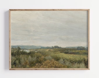 Muted Desert Landscape Vintage Oil Painting | Southwestern Wall Art | Desert Art | European Landscape Antique Print | Modern Boho Wall Art