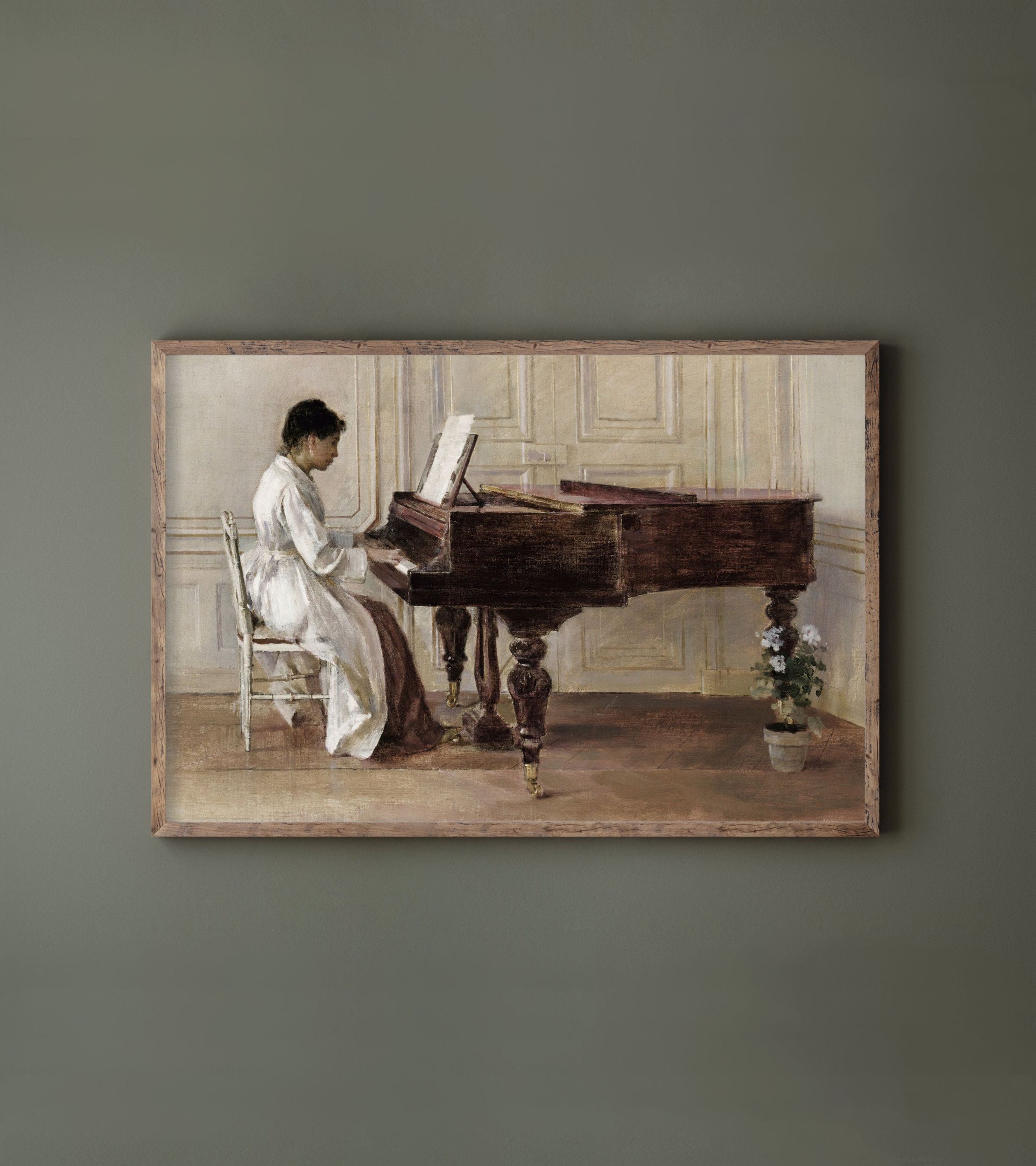 Women Playing Piano Victorian Painting | Vintage Portrait | Moody ...