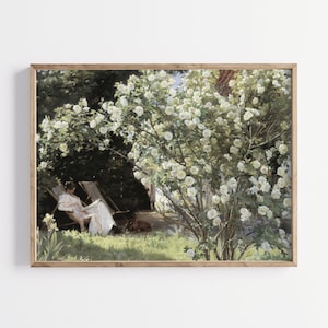 Vintage rozentuinprint | Victoriaans schilderij | Antiek tuinolieverfschilderij | Stillevenschilderij | Vintage bloemenprint | Bloemenschilderij