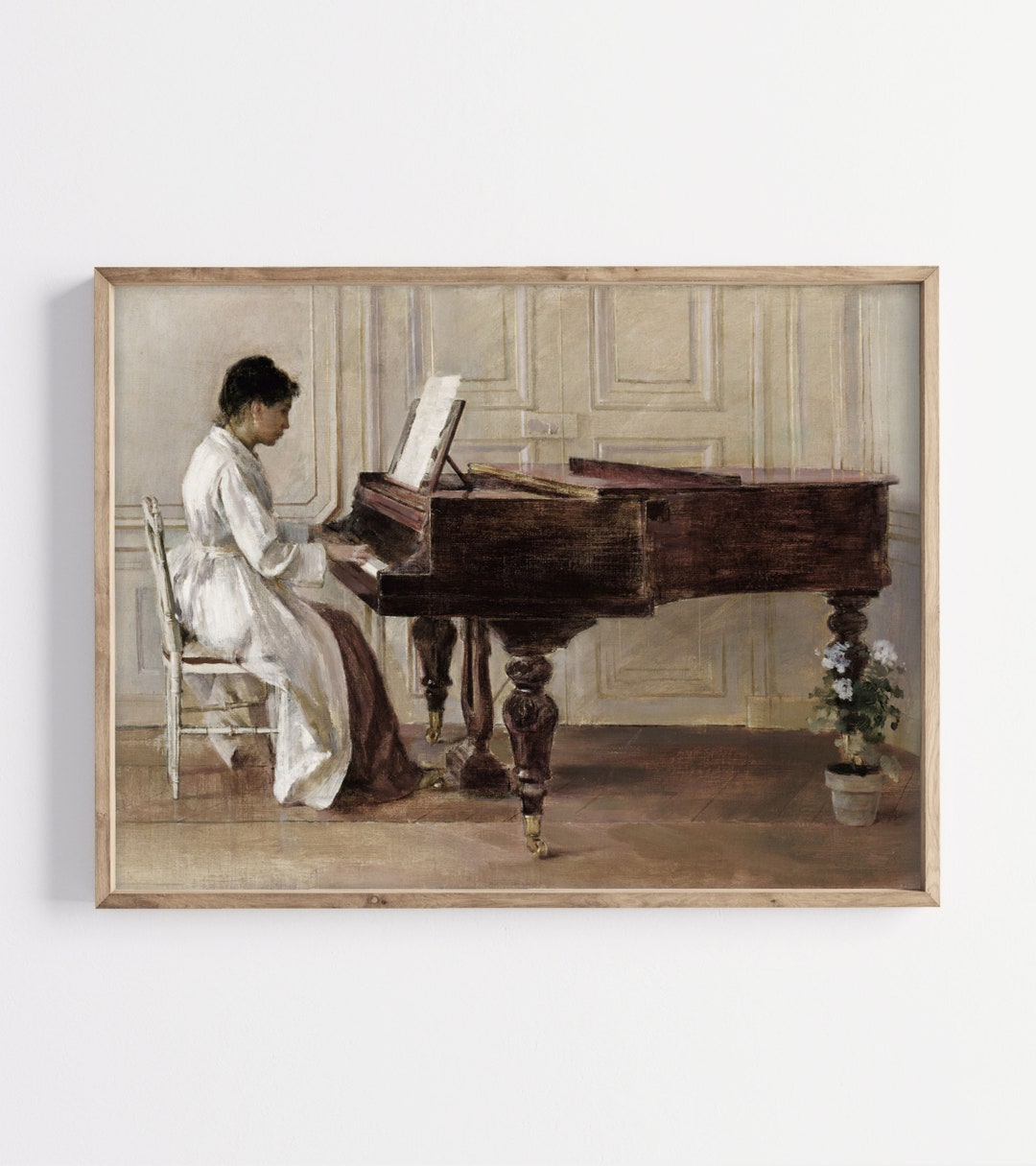 Women Playing Piano Victorian Painting | Vintage Portrait | Moody ...