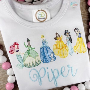 Girls Princess Inspired Embroidered Shirt, Princess Personalized Shirt, Princess Gift, Magical Trip Outfit, Girl Monogram Tee, Baby Princess