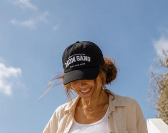 Embroidered Hat, Funny Mom Baseball Cap, Overstimulated Mom Gang Hat, Adjustable Black Cap