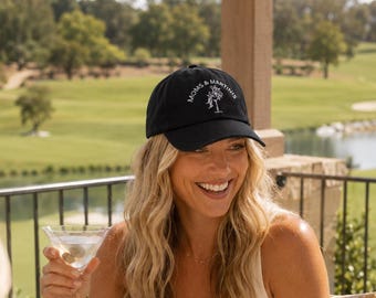 Mom Hat, Moms & Martinis Embroidered Baseball Cap, Funny Mom Hat, Adjustable Black Hat