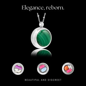 Round Malachite Pill Locket Necklace with O-ring Seal - 25mm