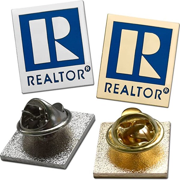 Small Realtor Logo Branded Lapel Pin with Military Clutch Pin Back (Silver or Gold)
