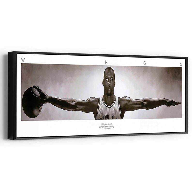 Michael Jordan Wings White Edition Panoramic Canvas Basketball Etsy