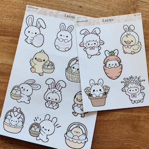イースターステッカー |イースター |かわいいウサギとひよこ