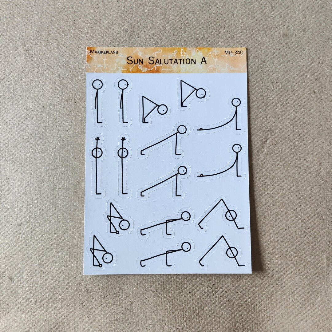 Sun Salutation A Sticker Sheet | Yoga Stickers | Yogi | Yoga Notes - Etsy