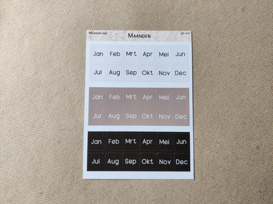 Months (NL) | Earth Tones | Neutral Bullet Journal Stickers ...