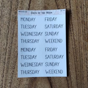 Days of the Week Planner Stickers