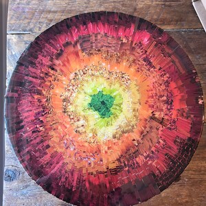 Rainbow Round Wall Art - Magazine & Resin Collage