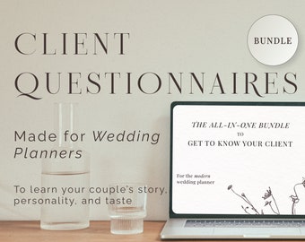 New Client Questionnaires for Professional Wedding Planners | Client Welcome Bundle | Canva Template | PDF | Digital Download