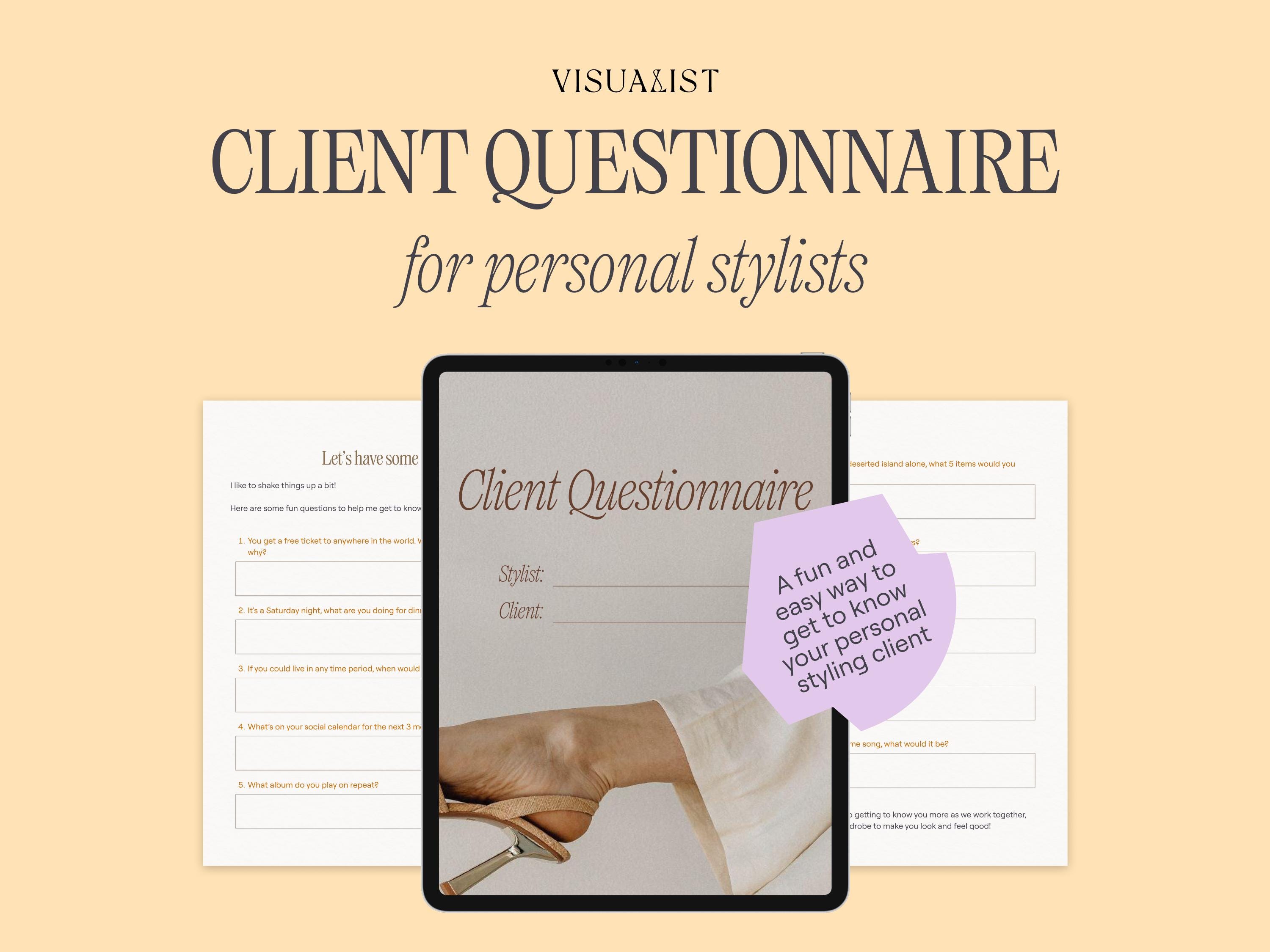 Personal Stylist | Fun Questionnaire Template | Digital Download ...