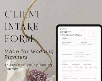 New Client Intake Form for Professional Wedding Planners | Client Welcome & Onboarding Questionnaire | Canva Template | PDF