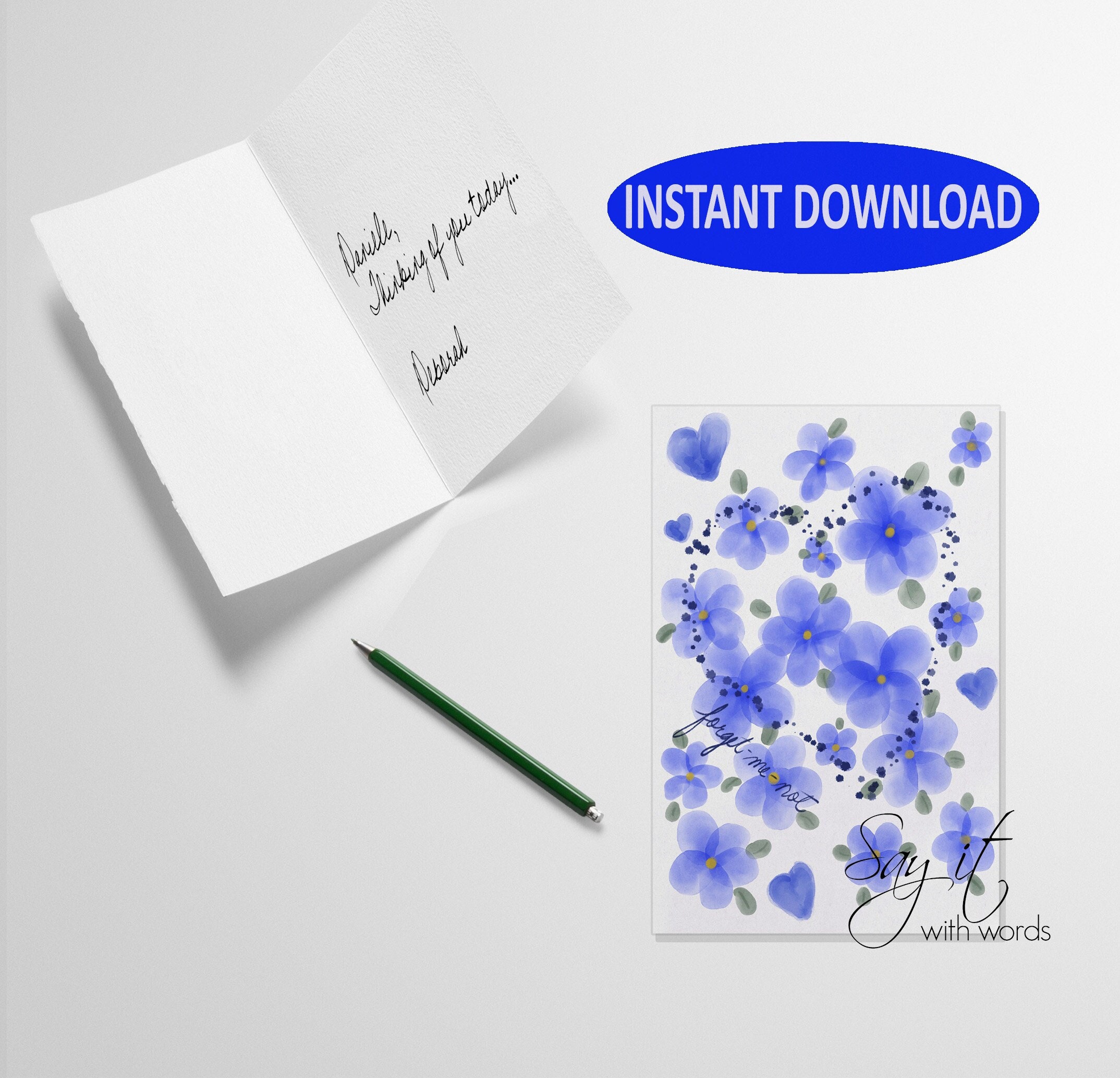 A Forget Me Not Printable Greeting Card a Greeting Card for a - Etsy