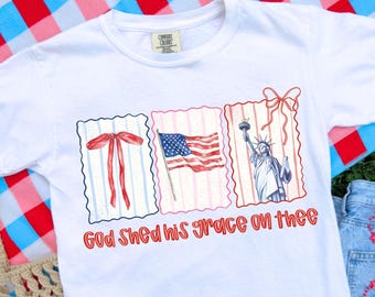 God Shed His Grace On Thee Png 4th July Png Christian Png Preppy Coquette Frame PNG Hand drawn Retro Patriotic Independence Day trendy