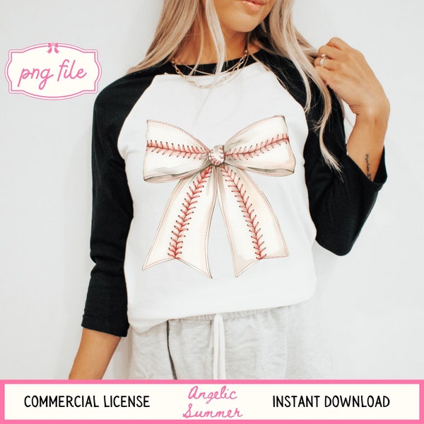 Coquette Baseball Bow PNG Vintage retro watercolor distressed mom sidelines Aesthetic girly boujie preppy girl 300 DPI trendy sublimation