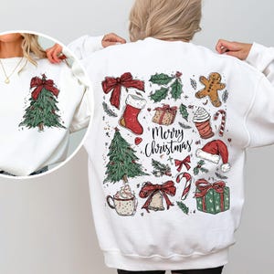 Retro Christmas PNG Doodle Collage Christmas Tree Hot Chocolate Coquette Preppy Bow Santa Distressed grunge candy cane Gingerbread Country image 2