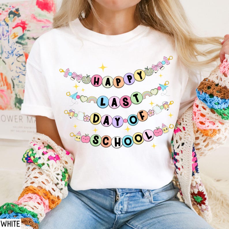 Comfort Colors® Last Day of School Teacher Shirt Groovy Friendship Bracelet funny t-shirt for teachers Elementary Appreciation Gift image 1