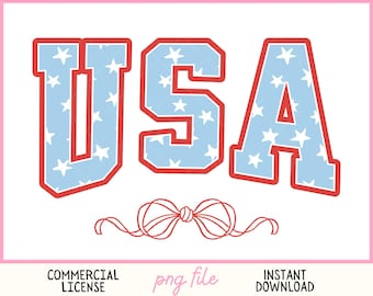 Coquette USA PNG 4 juli amerikansk flickaflagga blå röd rosett universitetsbarn preppy patriotisk självständighetsdag trendig sublimering