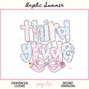Preppy Back To School PNG Bundle Pink Coquette Pencil bow Grades Kindergarten Pre-K 1st 2d 3d 4th 5th 6th 7th 8th Doodle Hand Drawn Teacher