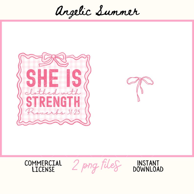 Christian Coquette PNG Bible Verse bow frame checkered Png Proverbs Inspirational quote Mother's day Digital Wall Art Faith Cute gift girl image 2