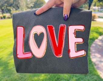 Love PNG Valentines Hand Drawn Doodle Png Preppy Faux Glitter Fall Retro Messy Colorful Kids Whimsical Shabby Chic Trendy Sublimation 2025
