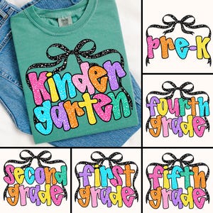 Bundle PNG niveau scolaire preppy pour la rentrée scolaire maternelle pré-maternelle 1er 2d 3d 4e 5e premier jour année Doodle enseignante dessiné à la main