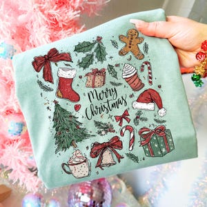 Retro Christmas PNG Doodle Collage Christmas Tree Hot Chocolate Coquette Preppy Bow Santa Distressed grunge candy cane Gingerbread Country image 4