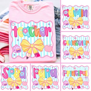 Schule Beruf PNG Bündel Back to School Lehrer Schnell Para Counselor Educator Principle kaufmann Sekretärin Preppy Neon Doodle Hand gezeichnet