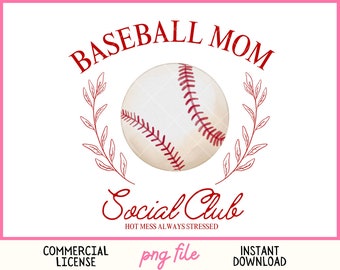 Baseball Mamma Social club PNG Vintage retrò acquerello palla bordo campo giornata di gioco Estetica girly boujie preppy ragazza 300 DPI sublimazione alla moda