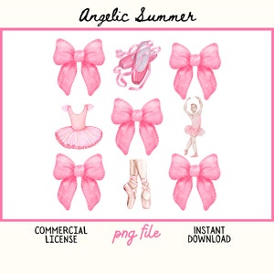 Coquette Ballet PNG Vintage Acuarela archivo digital lazo rosa zapatos de punta Estética PNG mamá ballet niña femenina 300 DPI