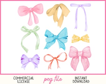 Coquette pastel colors bow collage PNG 3x3 watercolor soft girl girly aesthetic ribbon cute preppy tshirt sublimation design digital file