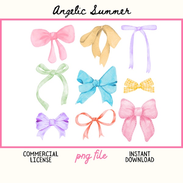 Coquette pastel colors bow collage PNG 3x3 watercolor soft girl girly aesthetic ribbon cute preppy tshirt sublimation design digital file