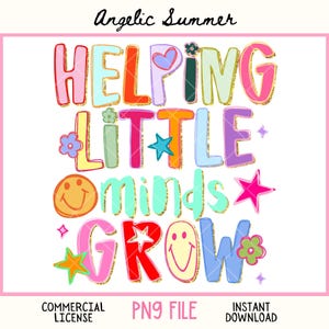 Helping Little Minds Grow Png Funny Back To School Teacher PNG Preppy Color Block Glitter Positive PNG First Day Of School Appreciation Gift