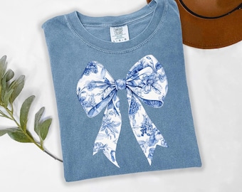 Toile Chinoiserie Bow PNG Coquette Toile de jouy Clip Art Blue floral Grand Millenial Retro Trendy Popular Sublimation design Aesthetic Png