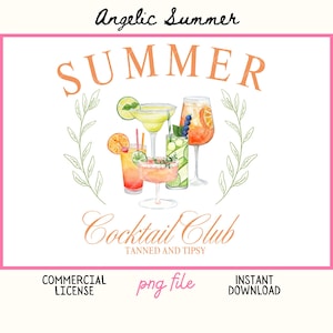 Cócteles de verano Club social PNG divertido verano vbes vacaciones spritz margarita tequila amanecer boujie chicas viaje diseño de sublimación de moda