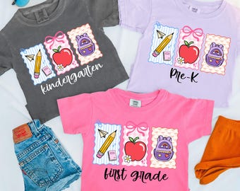 Preppy Back to School PNG Bundle Hello Kindergarten Pre-K 1st 2d 3d 4th 5th Grades Coquette  First day Grade Doodle Hand Drawn Teacher Girl