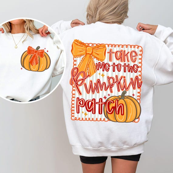 Take me to the Pumpkin Patch PNG Coquette Fall PNG Retro Groovy Preppy Seersucker Png Whimsical Frame Trendy Sublimation Digital Wall Art