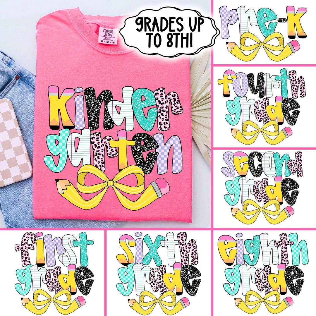 Preppy Checkards Preppy Grades PNG Bundle Back to School 1st 2d 3d 4th 5th 6th 7th 8th ...
