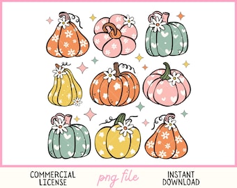 Pumpkin PNG Fall PNG Retro groovy autumn Png design Pink fall Png pumpkin patch PNG cute design kids Trendy sublimation design Wall Art