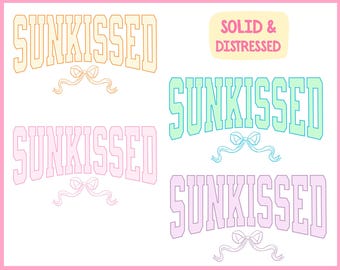 Sunkissed PNG BUNDLE varsity coquette bow summer vacation girls trip bachelorette retro kids yellow green pink trendy sublimation tshirt