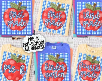 Preppy Back To School PNG Bundle Coquette Polka Dot Apple Grades Kindergarten Pre-K Pre School 1st 2d 3d 4th 5th  Doodle Hand Drawn Teacher