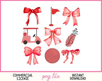 Coquette Golf PNG 3x3 collage Png red bows collage Golf preppy Png Girl Golfing sublimation design gift for golfers Png Golf Mom Png gift