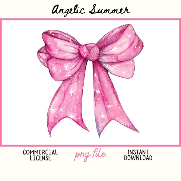 Coquette pink bow Clip art PNG clipart watercolor soft girl girly aesthetic ribbon cute preppy tshirt sublimation design digital download